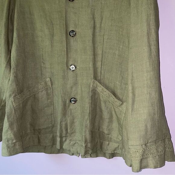 CP Shades Size M Sausalito Irish Linen Jacket Button Up Blazer Lagenlook - Picture 3 of 9